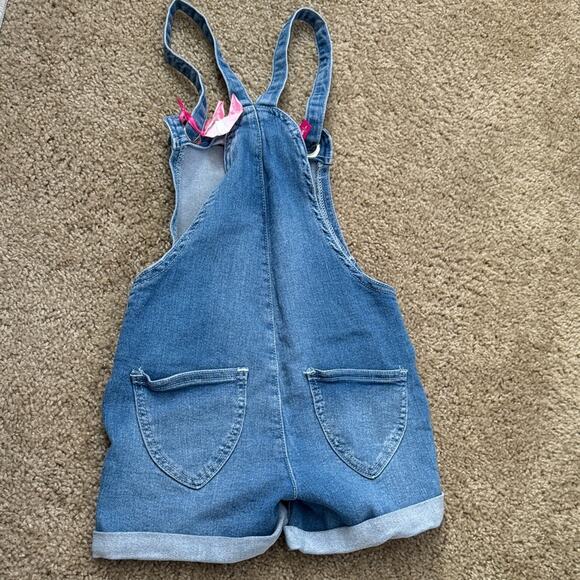 Cutie Patootie Girls Unicorn Denim Shortalls – Size 7, Heart Pockets - Picture 4 of 8